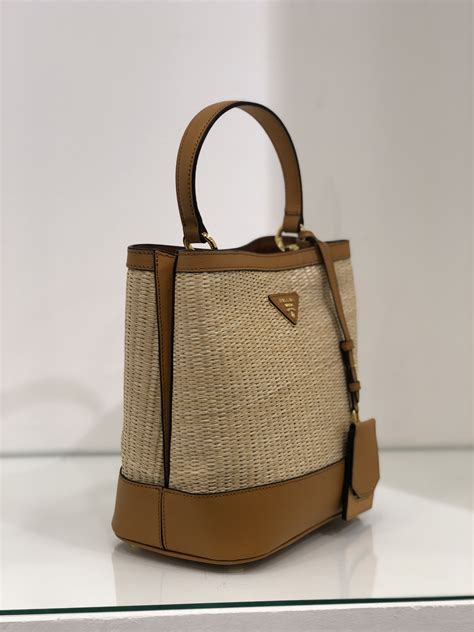 prada panier straw bag|prada brown leather tote bag.